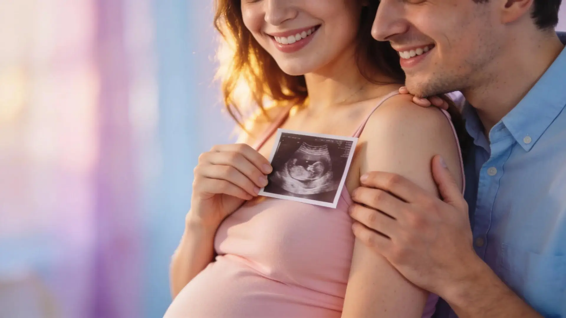 Expectant parents viewing 3D ultrasound image at Babies Bakery in Pearland.